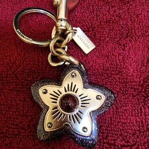 Coach Gold and Bronze Star Keychain